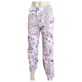 Dior-Pantalon baggy monogramme Dior - collection cherry blossom.-Rose,Blanc