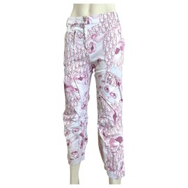 Dior-Pantaloni Christian Dior con monogramma fiori di ciliegio.-Rosa,Bianco