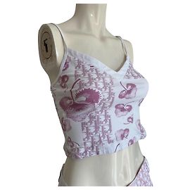 Christian Dior Monogramm Tanktop Girly Kollektion Pink Weiß