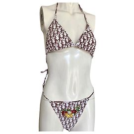 Christian Dior Badeanzug Bikini Größe M Monogramm Braun Hellbraun Dunkelbraun