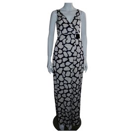 Diane Von Furstenberg-Dvf Marlene vestido maxi de seda estampado shibori-Branco,Azul