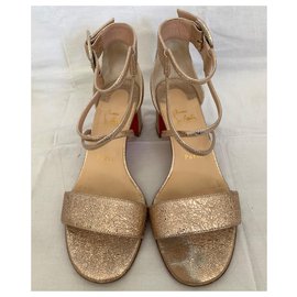 Christian Louboutin-Sandali laminati oro rosa-Metallico