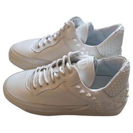 Autre Marque Leandro Lopes Ledersneaker Weiß Python Details Weiß