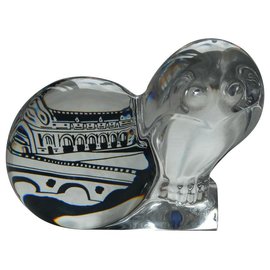 Baccarat-crystal owl motif baccarat paperweight with box-Other
