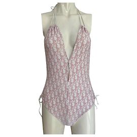 Einteiliger Traber-Badeanzug mit Dior-Monogramm Pink Weiß