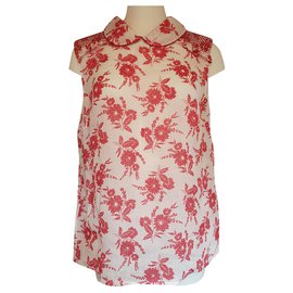 Miu Miu Top Bianco Rosso