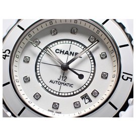 Chanel-Chanel J12 white ceramic 12P diamond Mens Genuine goods Mens-White