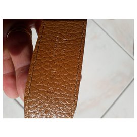 Hermès-Belt H gold / gray-Light brown