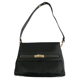 Vintage 1960s Borsa in pelle nera Nero