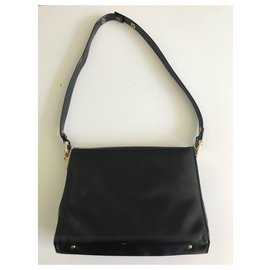 Vintage-1960s Black Leather Bag-Black