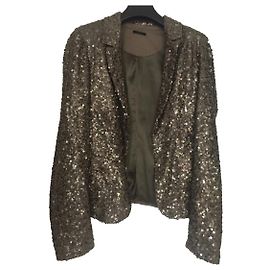 Ikks Blazer Jacket Khaki Sequin Khaki Metallic