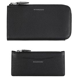 Portefeuille Burberry en cuir noir texturé Noir