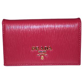 Prada Fuchsia Vitello Compact Wallet Pink