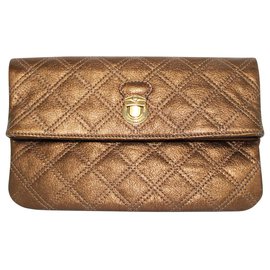 Marc Jacobs-Golden Quilted Clutch-Golden,Metallic