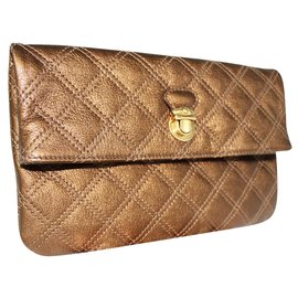 Marc Jacobs-Golden Quilted Clutch-Golden,Metallic