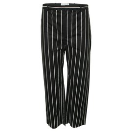 Balenciaga-Black and White Striped Cotton Pants-Black