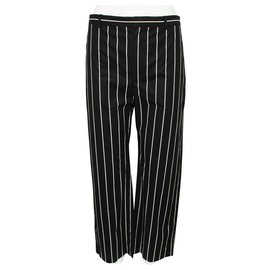 Balenciaga-Black and White Striped Cotton Pants-Black
