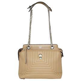 Fendi Beige Quilted Dotcom Shoulder Bag Brown
