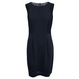Elie Tahari Navy Blue Dress with Laser Cut design Blue Navy blue
