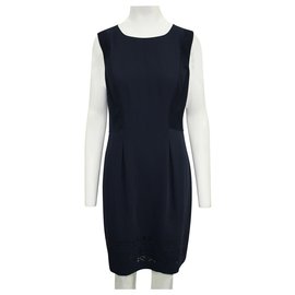 Elie Tahari-Navy Blue Dress with Laser Cut design-Blue,Navy blue