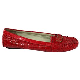 Marc Jacobs-Croc Embossed Patent Leather Loafer-Red