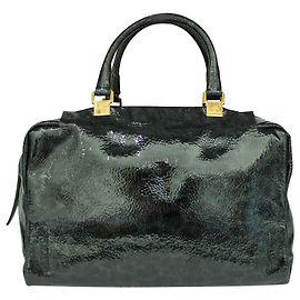 Lanvin Bowling-Tasche aus Lackleder mit Animal-Print Schwarz