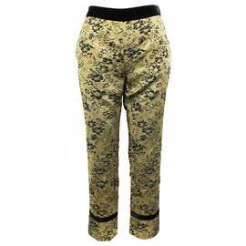 Lanvin Goldene Jacquardhose mit Samtbund Golden Metallisch