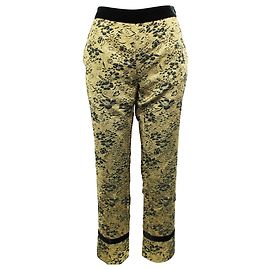 Lanvin Pantalon Jacquard doré avec ceinture en velours Doré Métallisé