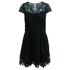 Comptoir Des Cotonniers Schwarzes Spitzenkleid mit zartem V-Ausschnitt Schwarz