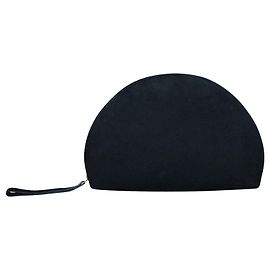 Mansur Gavriel Black Suede Half Moon Clutch Black