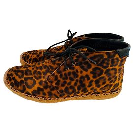Saint Laurent Espadrillas stringate in suede stampa leopardo Marrone Nero Stampa leopardo