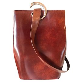 Cartier Jaguar Leather Backpack Brown Brown