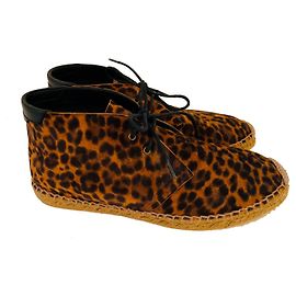 Saint Laurent Espadrillas stringate in suede stampa leopardo Stampa leopardo