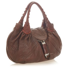 Fendi-Fendi Brown Spy Leather Handbag-Brown,Dark brown