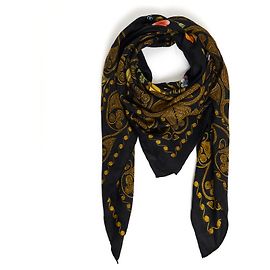 Hermès Hermes_scarf_carre_140_shawl_arabesques_black_gold_ Preto