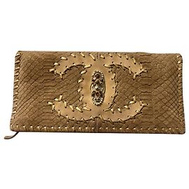 Pochette Chanel de Pitón Marrón Beige