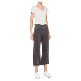 7 For All Mankind-Marnie Ousider Culotte Jeans with studs-Black