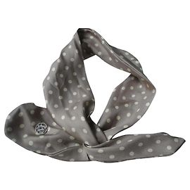 Lenço de seda MAISON MICHEL HEAD BAND (reforço de metal) com bolinhas em muito bom estado Multicor