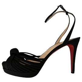 Christian Louboutin Black Crepe de Chine high sandals Black