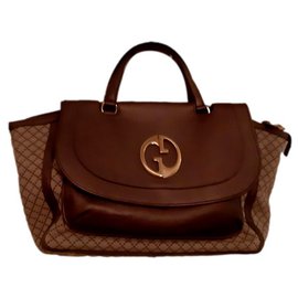 Bolsa Gucci de couro e tecido Multicor