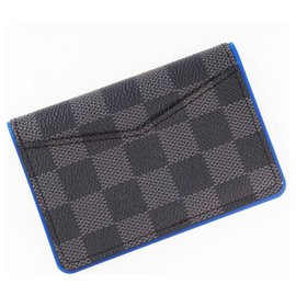 Louis Vuitton-Louis Vuitton Organizer de poche Womens card case N64432 black x blue-Black,Blue