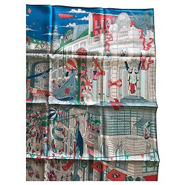 Hermès Hermes Square 90 cm Grand Prix du Faubourg Azul