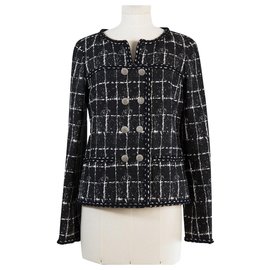 Chanel-7,2Veste en tweed noir K$-Noir