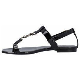 Saint Laurent-CASSANDRA FLAT SANDALS-Black