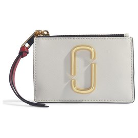 Marc Jacobs Snapshot Top Zip Multi Wallet in White Leather White