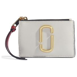 Marc Jacobs Portefeuille Snapshot Top Zip Multi en Cuir Blanc Blanc