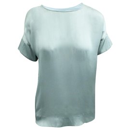 Calvin Klein-Silver Silk Top-Silvery,Metallic