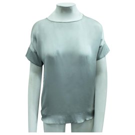 Calvin Klein-Top in seta argento-Argento,Metallico