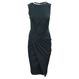 Donna Karan Schwarzes drapiertes Kleid Schwarz