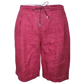 Loro Piana Red Linen Bermuda Shorts Red